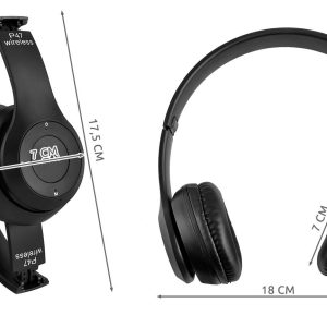 P47 Bluetooth-os akkus  fejhallgató headset MP3 lejátszó - fekete (BBV) - Image 13