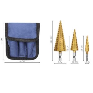 Bigstren 3 darabos lépcsős-fúró szett praktikus tárolóban, számozással, 4-32mm (BBL) - Image 5