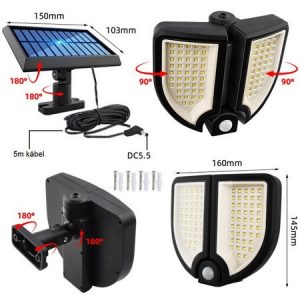 90LED-es, mozgásérzékelős forgatható napelemes lámpa távirányítóval YT-90 (THM) - Image 3