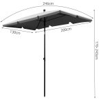 Állítható magasságú, szögletes, UV szűrős napernyő – szürke (170-243 cm) (BB12113) 4