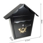Retro, háztető alakú utcai postaláda – fekete (BB12328) (11)