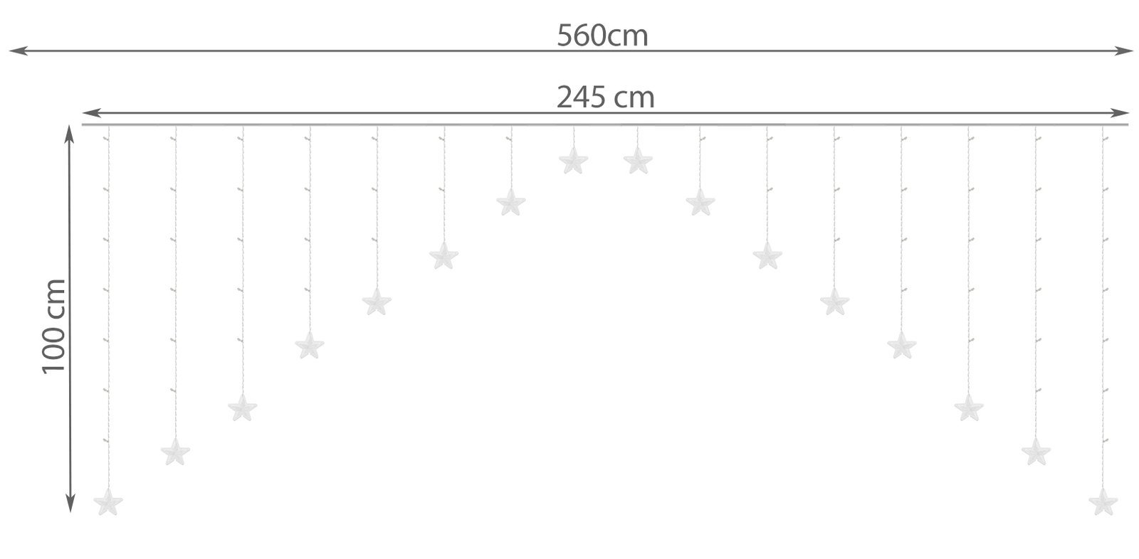 Karácsonyi fényfüggöny csillagokkal és színes LED fényekkel – 245 x 100 cm (BB-11336) (1)
