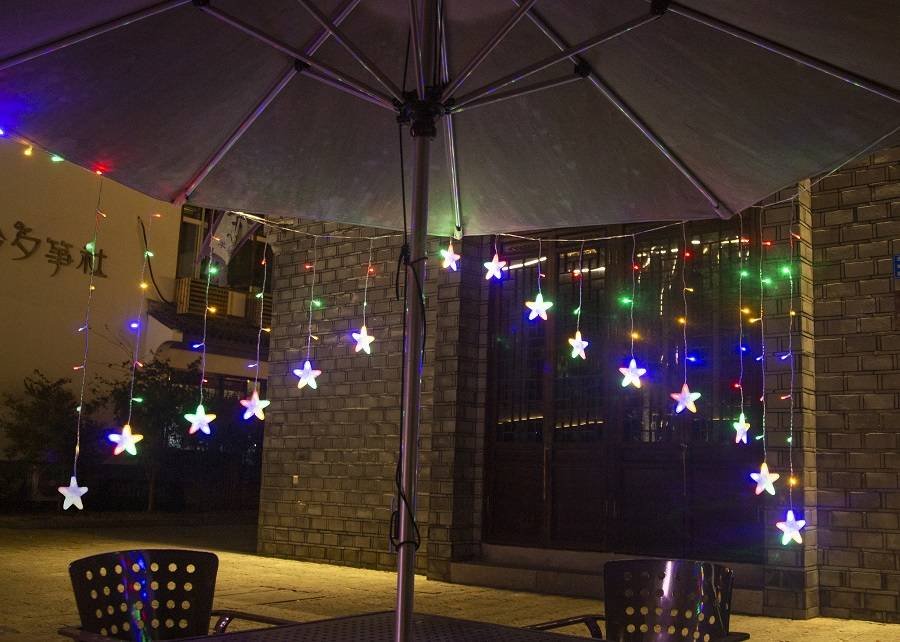 Karácsonyi fényfüggöny csillagokkal és színes LED fényekkel – 245 x 100 cm (BB-11336) (10)