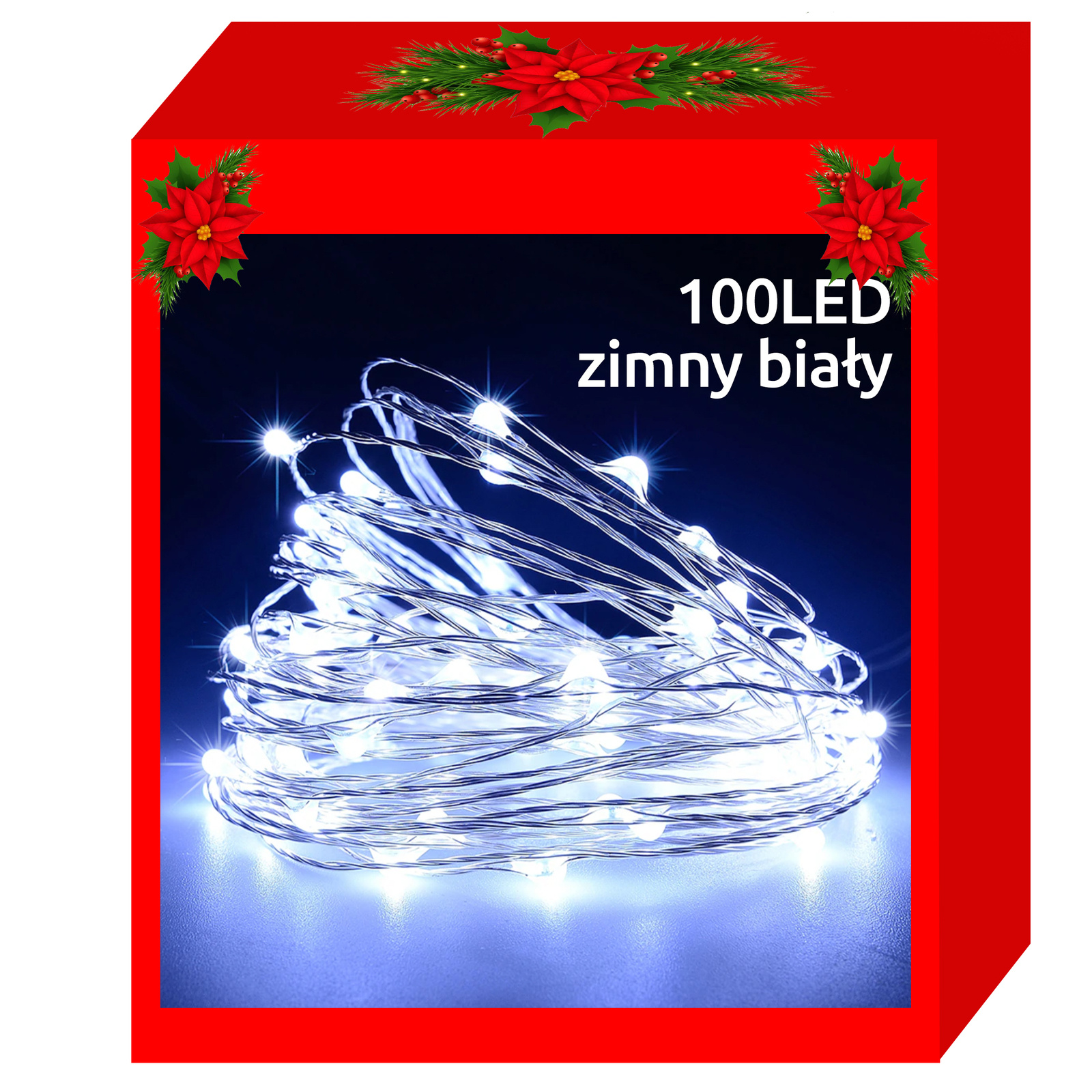 100 LED-es beltéri, elemmel működő fényfűzér – 10 m, hideg fehér (BB-7267) (10)