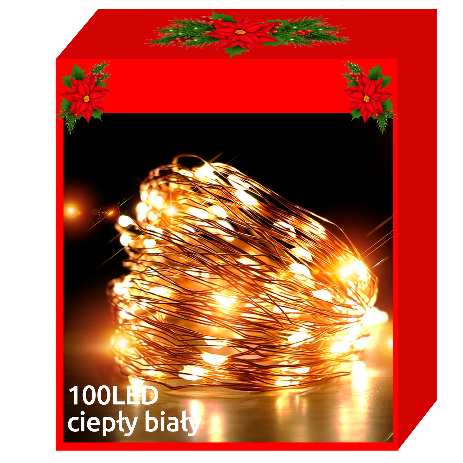 100 LED-es beltéri, elemmel működő fényfűzér – 10 m, meleg fehér (BB-7266) (1)