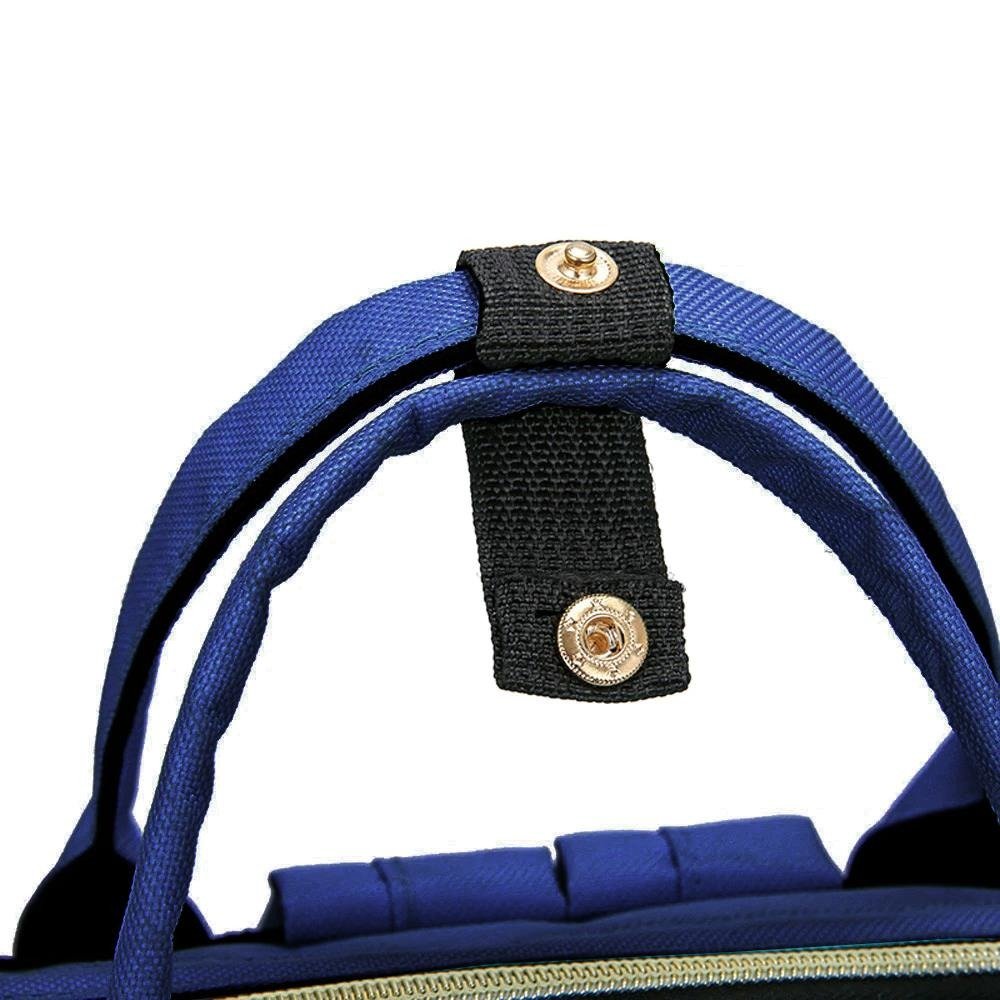 Babakocsihoz rögzíthető – többfunkciós, vízálló – pelenkázó hátizsák sok zsebbel – kék, 51 x 36 cm (BB-8912) (8)