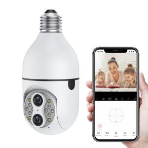 Telefonról vezérelhető, villanykörtének álcázott térfigyelő kamera két lencsével és E27 foglalattal (BBD) (BBV) - Image 1