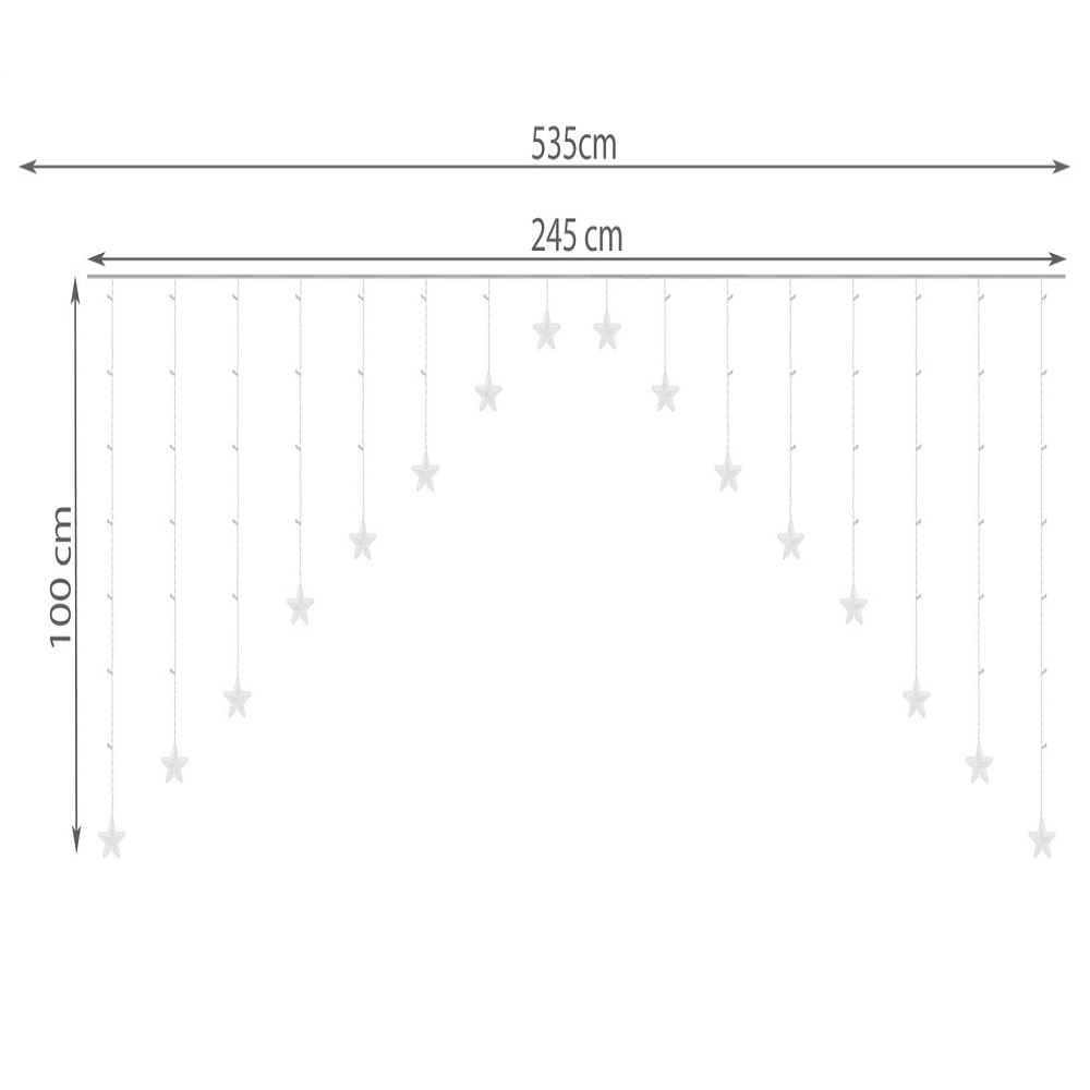 136 LED-es karácsonyi fényfüggöny csillagokkal kül-, és beltérre – 2 x 1 m, hideg fehér (BB-19740) (6)
