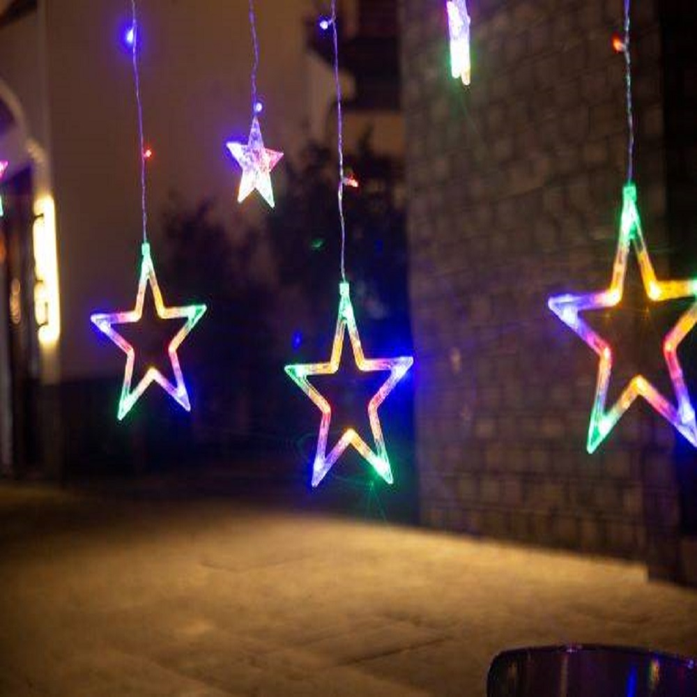 138 LED-es fényfüggöny csillagokkal kül-, és beltérre – 2,5 x 1 m, színes (BB-19748) (3)