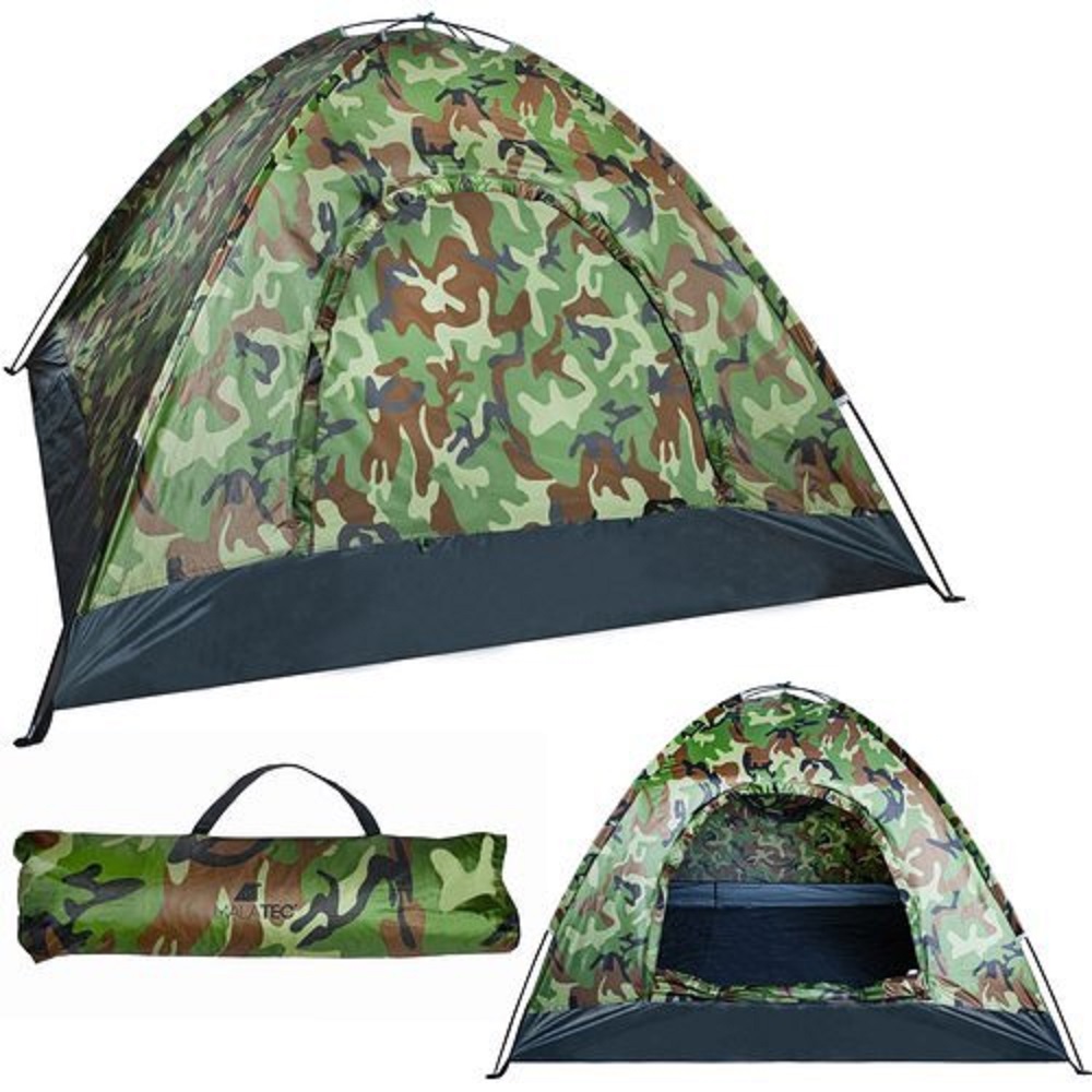 4 személyes, vízálló, UV szűrős turista kemping sátor praktikus táskában – 190 x 190 x 125 cm, terepszínű (BB-10140) (2)