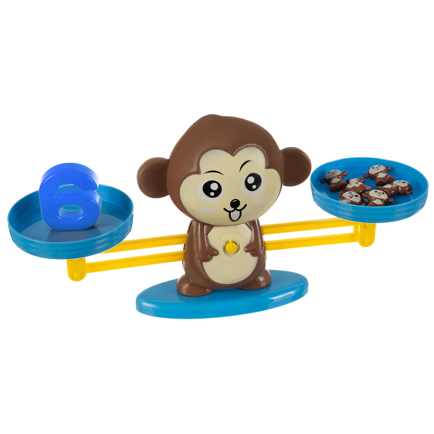 Interaktív, oktató és készségfejlesztő matematikai majom figurás mérleg játék – figurákkal, kártyákkal, számokkal (BB-16947) (10)