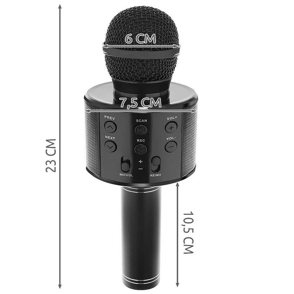 Vezeték nélküli Bluetooth Karaoke mikrofon beépített hangszóróval – fekete (BB-8995) (10)