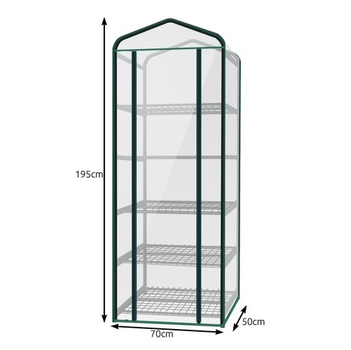 5 polcos mini hordozható fóliás üvegház – 195 x 70 x 50 cm (BB-13126) (2)
