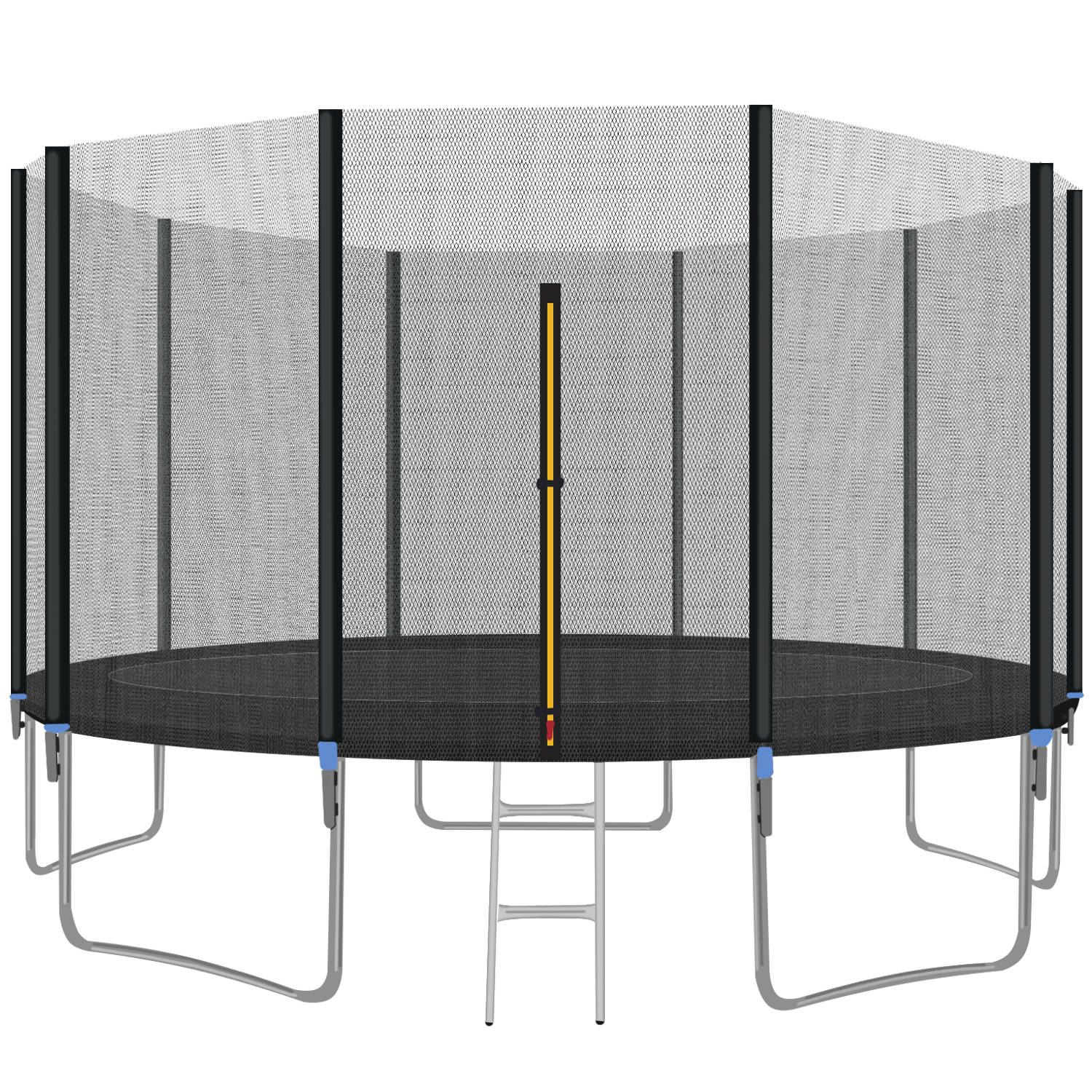 Nagyméretű kerti trambulin védőhálóval és létrával – 366-374 cm (BB-3252) (8)