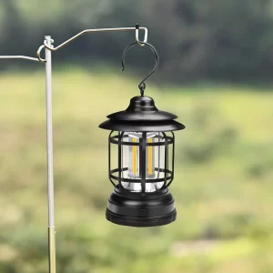 L-27 felakasztható lámpás újratölthető akkumulátorral és 1-300 lumen között állítható fényerővel - retro megjelenésű, extra erős kemping lámpa (BBD) - Image 4