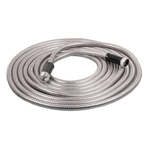 Strapabíró és tartós kerti locsolócső rozsdamentes acélból - időjárás-, nyomás- és UV-sugárzás álló, gubancmentes slag - 30 m (BBV) - Image 1