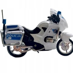 Lendkerekes játék rendőrmotor gyerekeknek - hátrahúzós kismotor - fehér, kék (BBJ) - Image 2
