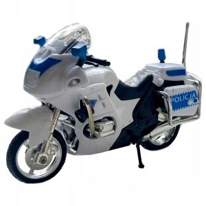 Lendkerekes játék rendőrmotor gyerekeknek - hátrahúzós kismotor - fehér, kék (BBJ) - Image 3