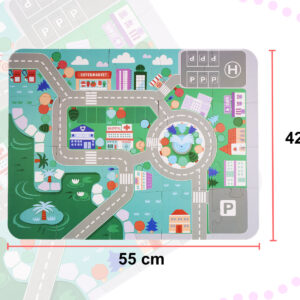 Kreatívan építhető fa város játszószőnyeggel praktikus tárolótáskával – 120 db-os (BBI-6198) - Image 8