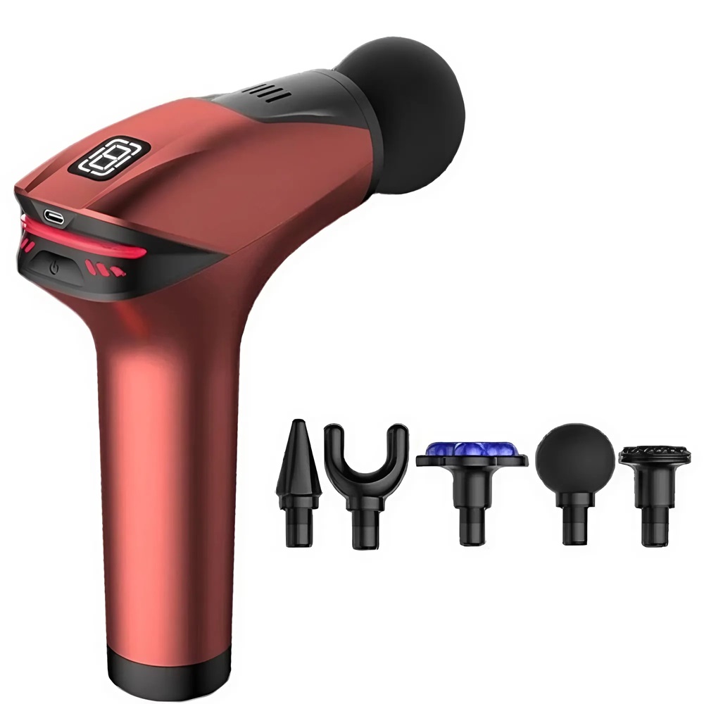 Intenzív kézi akkumulátoros izommasszírozó – 8 sebességfokozat és 5 darab masszázsfejjel a fájdalom enyhítésére 3