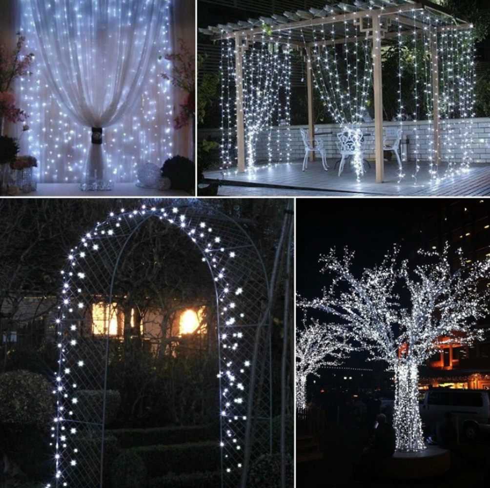 10 Méteres napelemes LED fényfüzér 100 hidegfehér leddel – kültéri dekorációs világítás kertbe, teraszra és erkélyre (BBV) 3