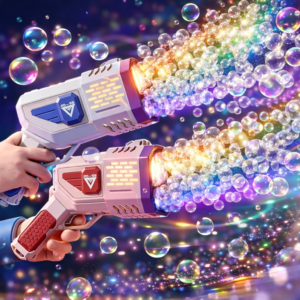 Bubble Gun 36 lyukú LED buborékfújó pisztoly – automata szappanbuborék gép gyerekeknek, kék – 2026 egyik legkeresettebb játéka (BBJ) - Image 2