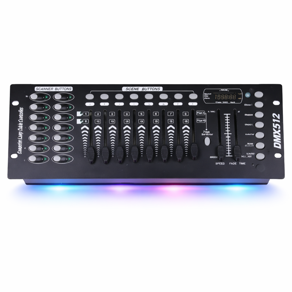 DISCO 192 DMX512 fényvezérlő pult – programozható színpadi világítás kontroller 192 csatornás DMX vezérlő DJ-hez és színpadtechnikához (BBV) 1 (2)