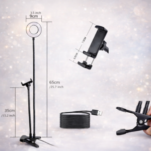 FlexiGlow Pro rugalmas kamera kar LED körlámpával – telefontartós selfie és livestream állvány TikTokhoz és videózáshoz (BBD) - Image 4
