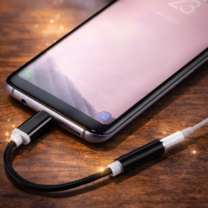 Kouvolsen USB-C – 3,5 mm jack adapter – audio átalakító fejhallgatóhoz, fekete (BBD) - Image 2