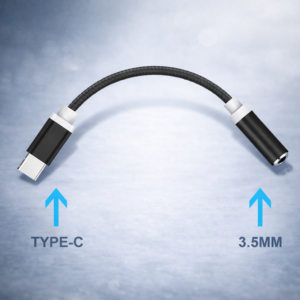 Kouvolsen USB-C – 3,5 mm jack adapter – audio átalakító fejhallgatóhoz, fekete (BBD) - Image 3