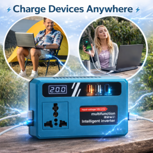 EnerVolt 120W akkumulátoros inverter 18–21V → 220V – 1 csatlakozóval, USB gyorstöltés, kjelző (BBD) - Image 2