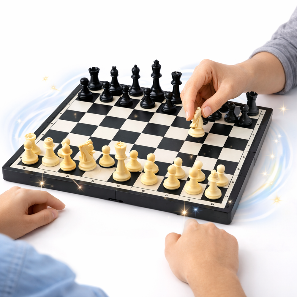 Poptoy klasszikus sakk készlet – stratégiai társasjáték gyerekeknek és felnőtteknek, kompakt sakk szett 11×23×3 cm 3