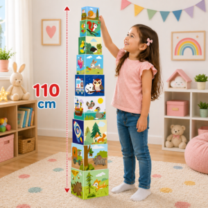 Dohi 10 Cubes Forest építőkocka készlet – 10 darabos fejlesztő toronyépítő játék gyerekeknek (BBMJ) - Image 4