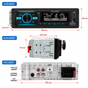 Modern autórádió Bluetooth kapcsolattal – MP3/USB/SD támogatás és LCD Kijelző (BBL) - Image 7