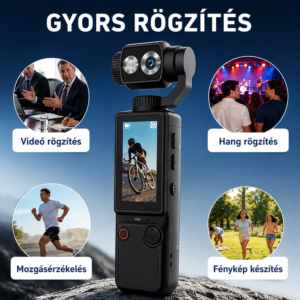 OZCT Q8 4K vlog kamera – Ultra HD zsebkamera 3 tengelyes stabilizátorral és forgatható érintőkijelzővel (BBD) - Image 4